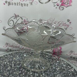 Bowl fruit vegetables vintage roses Elegant Clear Glass Pedestal Bowl